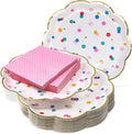 Premium Pink and Gold Party Plates Set - 30 Pack Disposable Plates and Napkins, Ultra-Durable 400GSM, No Soggy Mess