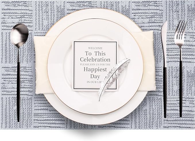 Placemats Set of 8 Plastic Vinyl Place Mats for Dinner Table, No-Slip Wipeable Table Mats Daily Use Patio Kitchen Decoration (18"x12", Grey)
