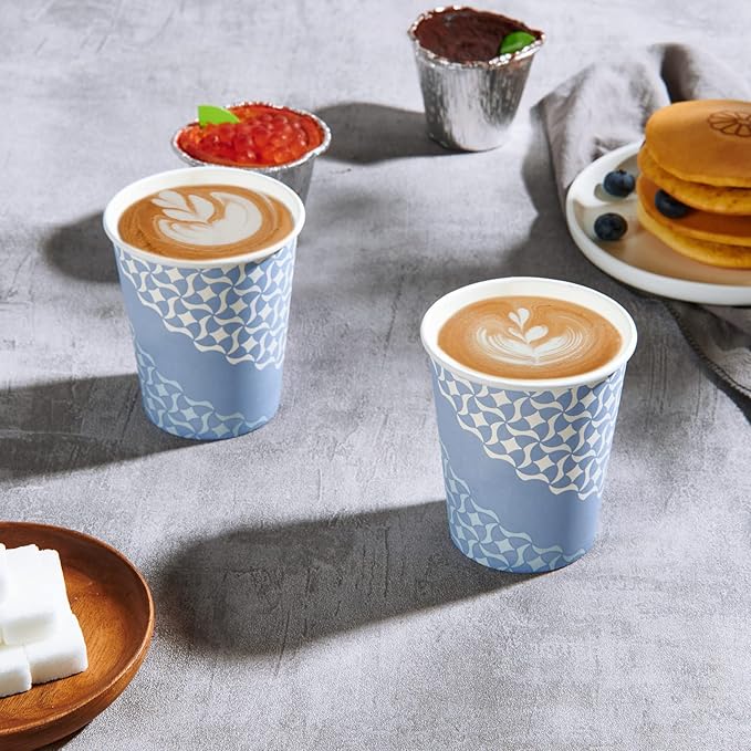 MUCHII 8 oz Paper Cups, 300 Count Disposable Coffee Cups for Hot Beverages, Water, Juice, or Tea