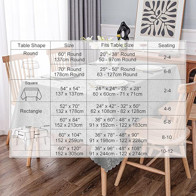 Smiry Rectangle Table Cloth, Waterproof Heavy Duty Vinyl Tablecloths, Wipeable Washable Table Cover for Kitchen and Dining Room (Grey, 54" X 108")