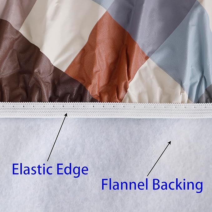Walrus Round Vinyl Fitted Tablecloth with Flannel Backing Elastic Edge Design Table Cover Waterproof Oil-Proof PVC Table Cloth Stain-Resistant Best for 57"-66" Round