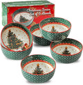 Ceramic Bowls set of 6,26 OZ Soup Bowls,Stoneware Bowls for Noodles,Salad,Ideal for Celebrations,Holiday Gatherings,Festive Christmas Table Decor,Microwave and Dishwasher Safe