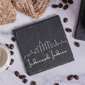 Blue Ridge Mountain Gifts - Indianapolis in Skyline Coasters, Set of 4 - Indianapolis Indiana Souvenir, Slate Coasters with Minimalist Skyline, Housewarming Gift for Friends, Family, & Neighbors