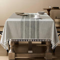 ZeeMart Contrast Linen Table Cloth Square Table Cloths 52x52 Inch Grey, Farmhouse Style Heavy Weight Grey Tablecloth, Water Resistant Burlap Tablecloths