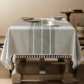 ZeeMart Contrast Linen Table Cloth Rectangle Table Cloths 60x120 Inch Grey, Farmhouse Style Heavy Weight Grey Tablecloth, Water Resistant Burlap Tablecloths