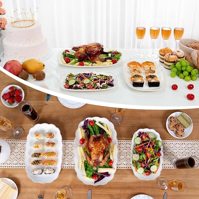 Kassel Ceramic Serving Platter Set | 16”/14”/12” Oval Serving Trays for Entertaining at Parties and Weddings | Oven Safe XL Serving Trays for Tacos, Steak and Cake