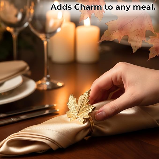ALPHA Living HOME Napkin Rings, Shiny Metal Napkin Rings - Set of 12 Aluminum Alloy for Sophisticated Table Decor, Home & Dining, Wedding, Party, Restaurant, Anniversary (Antique Gold)