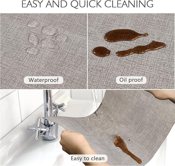 Faux Leather Placemats Set of 6 Washable PU Table mats for Kitchen Table - Heat Resistant, Waterproof, Easy Clean, Anti Slip 11.8" x 17" (Light Brown-6 Pack)