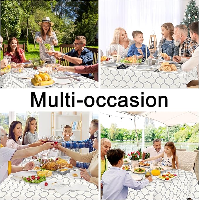 Smiry Rectangle Table Cloth, Waterproof Vinyl Tablecloth with Flannel Backing for Rectangle Tables, Wipeable Spillproof Plastic Tablecloths for Dining, Camping, Indoor and Outdoor (52"x70", Beige)