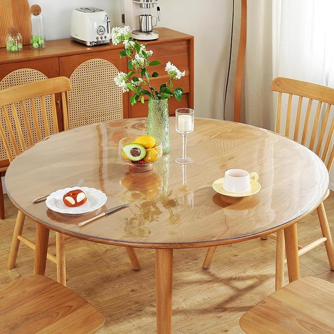 Warmstar Round Clear Table Protector - 36Inch, 2mm Thick PVC Tablecloth for Dining & Coffee Tables