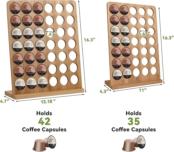 simesove K Cup Holder, Bamboo Keurig Storage Organizer, Holds 42 Pods for Coffee Bars, Offices, and Kitchens, k-cup Pod Holders Display Rack for Countertop