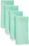 Solino Home Linen Cloth Napkins Set of 4-100% Pure Linen Chambray Aqua Dinner Napkins 20 x 20 Inch for Winter, Spring, Easter - Athena, Handcrafted and Machine Washable