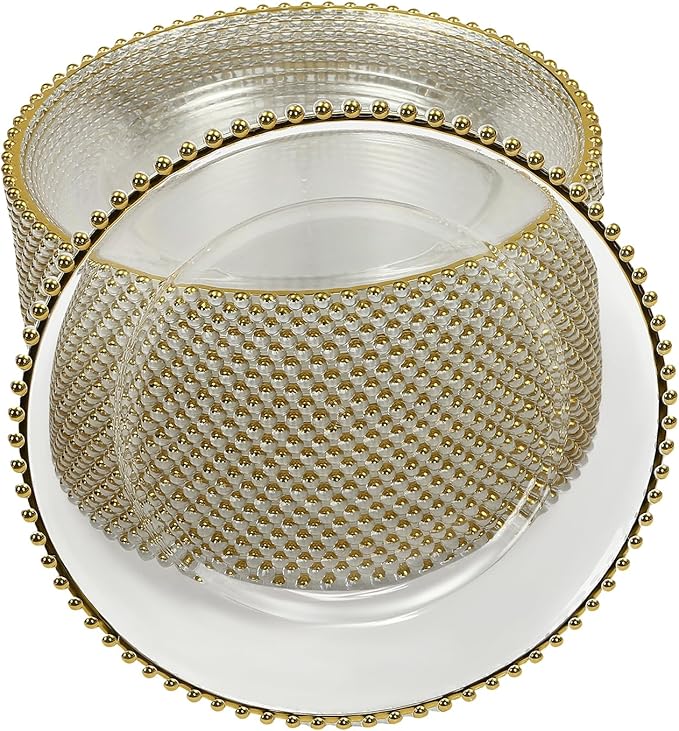 50 Pcs Charger Plates Set, Round Charger Plates, Reusable Serving Plates Embossed Rim Plastic Chargers Plate Decorative Round Plate Chargers for Dinner Plate Table Wedding Shower Decoration