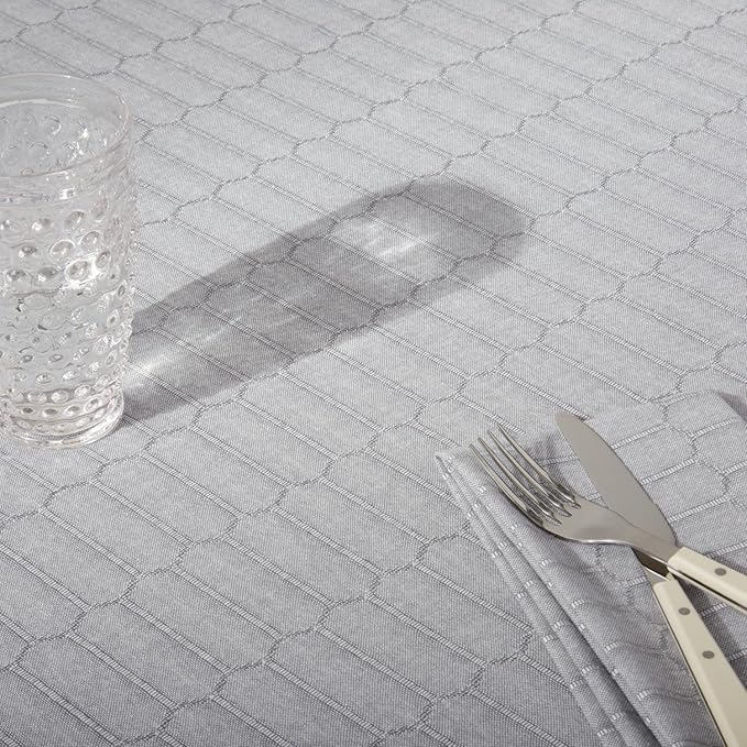 Martha Stewart Honeycomb Modern Farmhouse Tablecloth, Charcoal Grey, 60"x120"