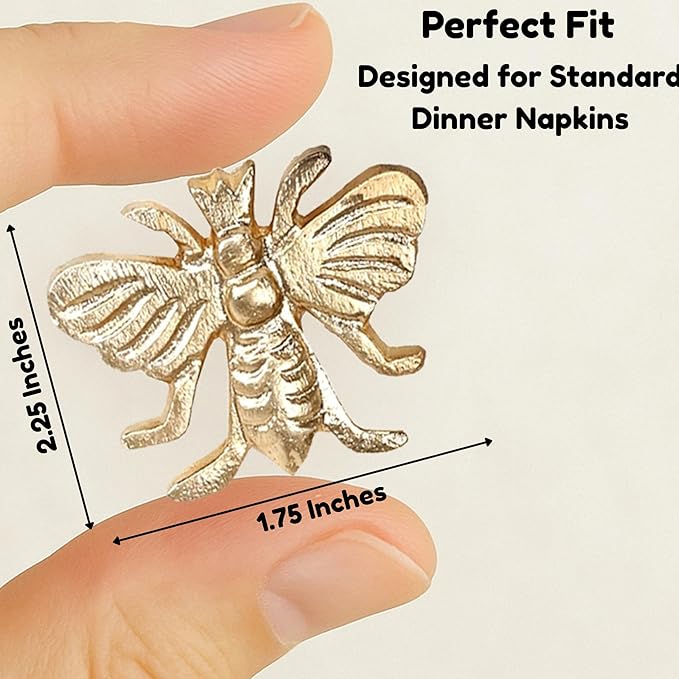 CLEENTABLE Elegant Bee Napkin Rings Set of 12 - Decorative Metal Napkin Rings Holiday Napkin Holders for Table Settings, Special Occasions, Decor & Gift Giving Ideas (Gold)