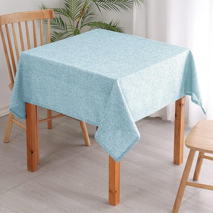 Hiasan 2 Pack Faux Linen Square Tablecloth - Wrinkle and Stain Resistant Washable Table Cloth for Kitchen Dining Room Holiday Table Cover for Party Dinner, Lux Slate Blue, 60 x 60 Inch