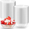 Gerrii 100 Pack Gold Glitter Plastic Bowls 14oz Disposable Salad Serving Bowls Heavy Duty Clear Dessert Soup Containers for Party, Wedding, Birthday, Dinner and Christmas(Silver)