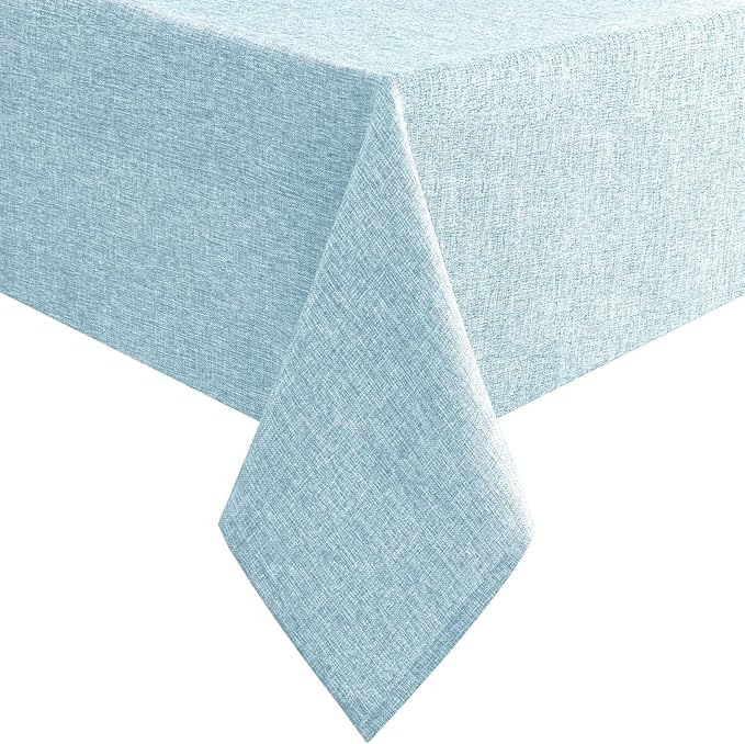Hiasan Faux Linen Rectangle Tablecloth - Wrinkle and Stain Resistant Washable Table Cloth for Kitchen Dining Room Holiday Table Cover for Dinner, Lux Slate Blue, 60 x 84 Inch