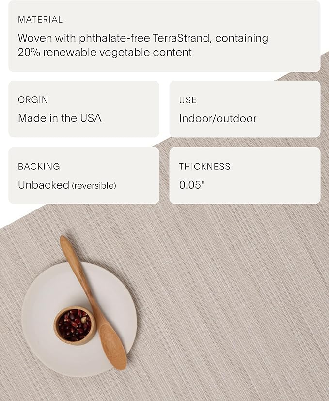 Chilewich Bamboo Placemats Set of 4 - Woven Oval Placemats - Reusable, Stain-Resistant, Indoor/Outdoor Tabletop Protection - 19" x 14" - Chino