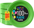 Lime Green Plastic Plates For Party 9" Lime Green Disposable Plates Heavy Duty 100 Pcs Plastic Dinnerware Sets Heavy Duty 350 GSM Disposable Dinnerware Set