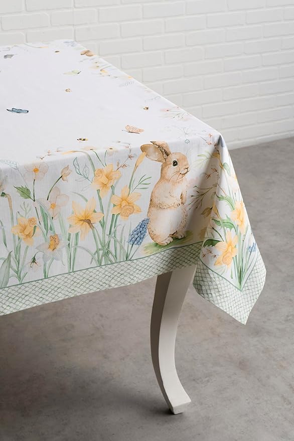 Maison d' Hermine Table Cloth Rectangle Table 100% Cotton 70 x 108 Inches Tablecloth Reusable Decorative for Dining Room Farmhouse Home Valentines Day Decorations Spring Summer - Easter Dew