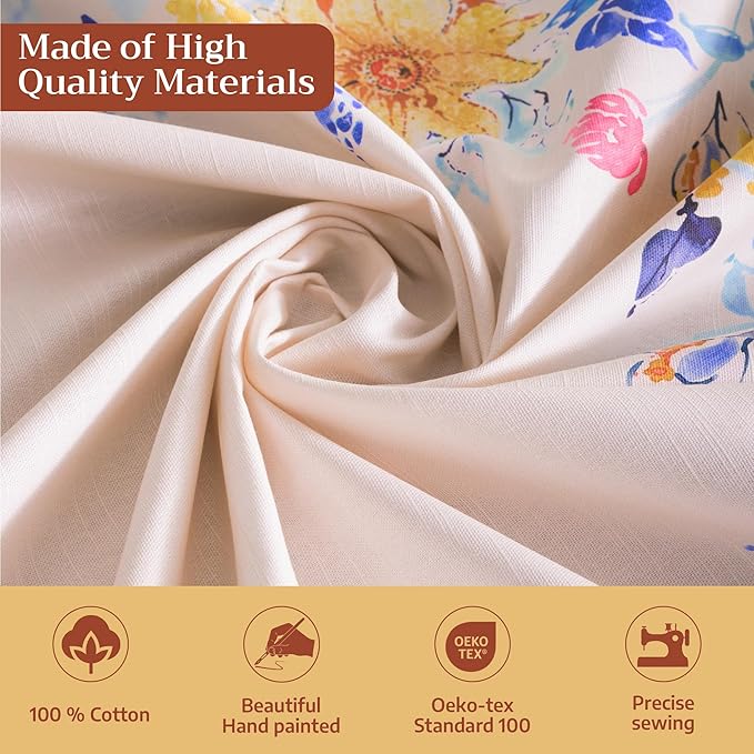 Maison d' Hermine Table Cloth Rectangle Table 100% Cotton 60 x 108 Inches Tablecloth Reusable Decorative for Dining Room Farmhouse Home Valentines Day Decorations Spring Summer - Girassol