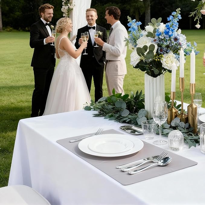 200PCS White Plastic Plates, Heavy Duty Plastic Plate Disposable, Include 100 Dinner and 100 Dessert Plates for Party and Wedding
