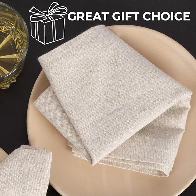 Bedding Craft Linen Flax Cotton Cloth Napkins 18x18 Set of 72 – Natural with 1" Fold & Mitered Corners – Machine Washable Reusable Fabric Napkins for Weddings, Events, Parties & Dining (6 Dozen)