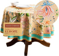 Maison d' Hermine Table Cloth Round Table 100% Cotton 69 Round Inches Tablecloth Reusable Decorative for Dining Room Farmhouse Home Valentines Day Decorations Spring Summer - Luxury Loft - Peach