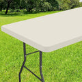 Smiry Rectangle Tablecloth, Elastic Fitted Flannel Backed Vinyl Tablecloths for 6ft Folding Tables, Waterproof Wipeable Table Covers for Indoor, Outdoor, Picnic and Camping (Beige, 30"x72")