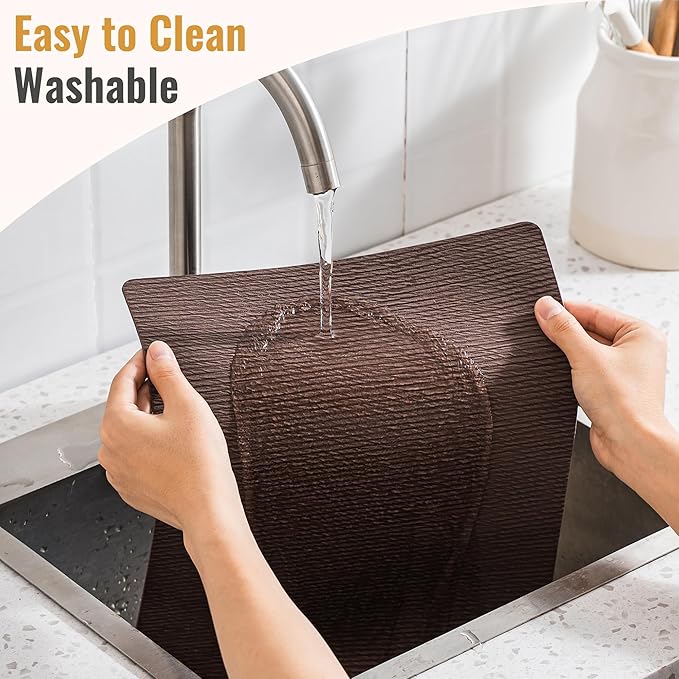 Jovono Faux Leather Placemats Set of 6, Waterproof Washable Table Mats, Easy-Clean Heat Resistant Kitchen Vinyl Place Mat for Dining Table, Restaurant, Indoor, 17.8"x11.8", Coffee