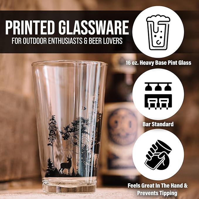 Black Lantern Nature Themed Pint Glasses Set of 2 – Pint Glasses in Unique Designs for Craft Beer Enthusiasts - Set of Two 16oz. Glasses with Octopus Tentacles Screen Print