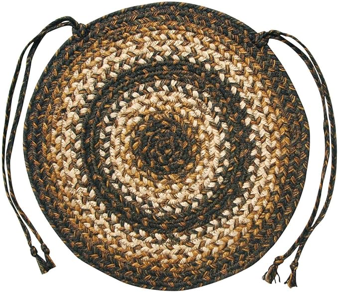 Homespice Kilimanjaro Jute Braided Kitchen Chair Pads 15x15 Set of 2 - Durable, Naturally Comforting & Reversible