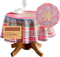 Maison d' Hermine Table Cloth Round Table 100% Cotton 63 Inches Fall Tablecloth Reusable Everyday Use for Thanksgiving Christmas Decorations Dining Farmhouse Party (Ispahan)