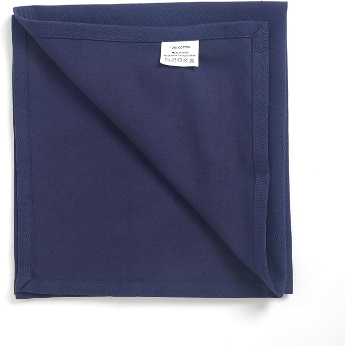 ACCENTHOME Accent Home 100% Cotton Napkins, Delicate Cloth Napkins for Dinners, Parties and Weddings，18 x 18 Inch Set of 12 - Navy
