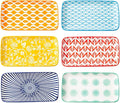 Ceramic Rectangle Salad Plates Set - 8.1" x 4.5" Rectangular Serving Platter - Serving Trays for Sushi Dinner Dessert Pasta Appetizer - Microwave Dishwasher Safe - Set of 6 - Assorted Colors