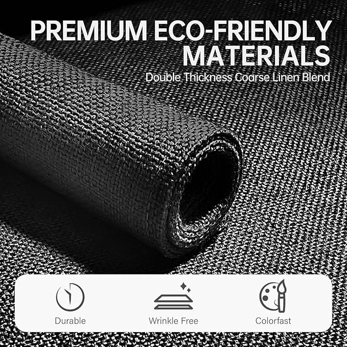Blue Forest Placemats Set of 4, Dual-Layered Thickened Faux Linen Table Mats Heat Resistant Machine Washable Wrinkle Free Place Mats for Kitchen Dining Outdoor/Indoor (Black)