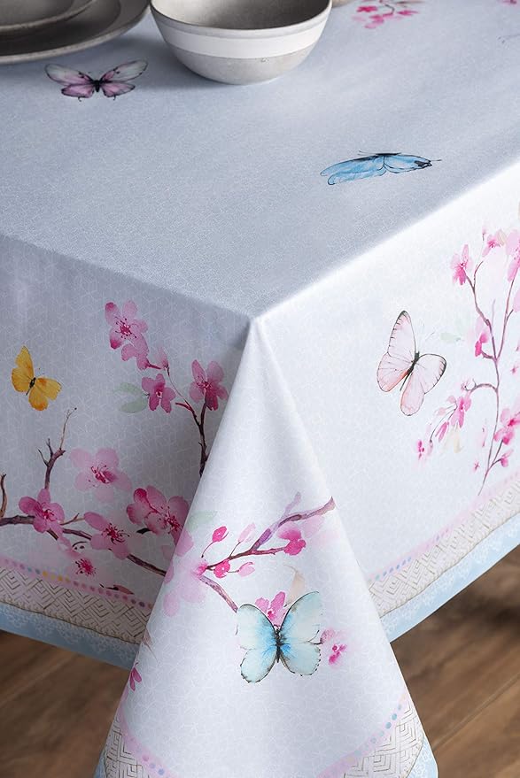Maison d' Hermine Table Cloth Rectangle Table 100% Cotton 54 x 72 Inches Tablecloth Reusable Decorative for Dining Room Farmhouse Home Valentines Day Decorations Spring Summer - Blossoms in Spring