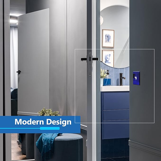 LIDER Toggle Switch Acrylic Wall Plate, Mirrored Light Switch Plate, Plexiglass Switch Cover, Mirror-like Reflective Finish, Modern Upgrade, Oversized 1-Gang 5.25" x 3.44", Blue