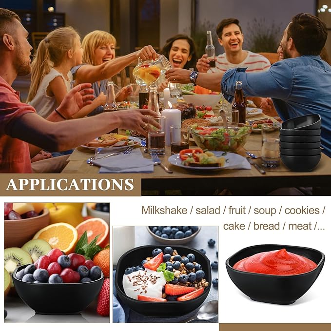 Gejoy 50 Pcs Wheat Straw Dipping Saucers Bowls 4.5 oz Unbreakable Small Soy Sauce Dishes Mini Prep Cups Dessert Snack Bowls Microwave Dishwasher Safe for Side Dish, Snacks, BBQ, Ketchup(Black)