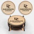LazerEdge Davidson Wildcats Wooden Coaster Set - Maple Wood - Officially Licensed Product - 4-Pack