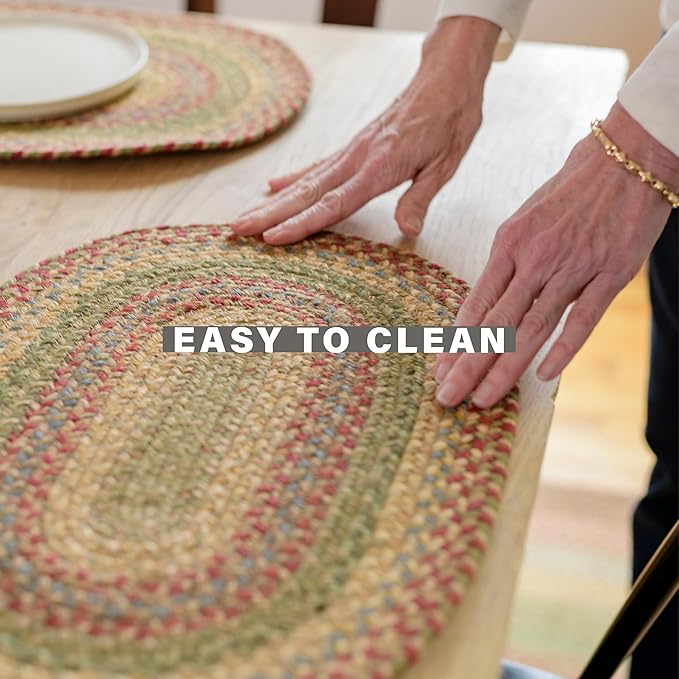 Azalea Jute Braided Kitchen Trivets for Hot Dishes, Warm Country Primitive Decor, Set of 6, Multicolor 8" Round Heat Resistant Mat - Rich Colors, Easy to Clean, Durable and Protects Furniture