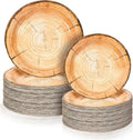 Tioncy 100 Pieces Wood Grain Paper Plates 7" 9" Rustic Wood Slice Plate Farmhouse Round Disposable Dinner Dish for Woodland Baby Shower Lumberjack Birthday Party Supplies