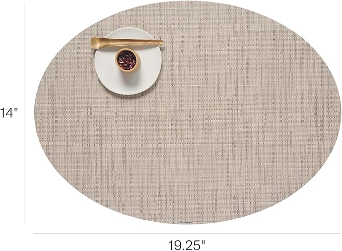 Chilewich Bamboo Placemats Set of 4 - Woven Oval Placemats - Reusable, Stain-Resistant, Indoor/Outdoor Tabletop Protection - 19" x 14" - Oat
