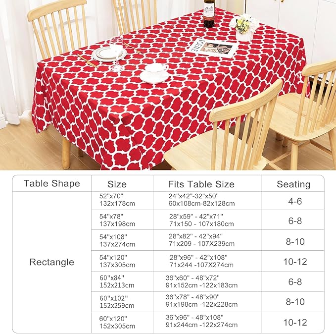 Smiry Square Table Cloth, Waterproof Vinyl Tablecloth with Flannel Backing for Square Tables, Wipeable Spillproof Plastic Tablecloths for Dining, Camping, Indoor and Outdoor (54"x54", Red)