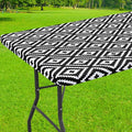 Smiry Rectangle Table Cloth Cover, Waterproof Elastic Fitted Picnic Tablecloth for 4 Foot Tables, Wipeable Flannel Backed Vinyl Tablecloths for Camping, Dining, Outdoor (Black, 30" x 48")