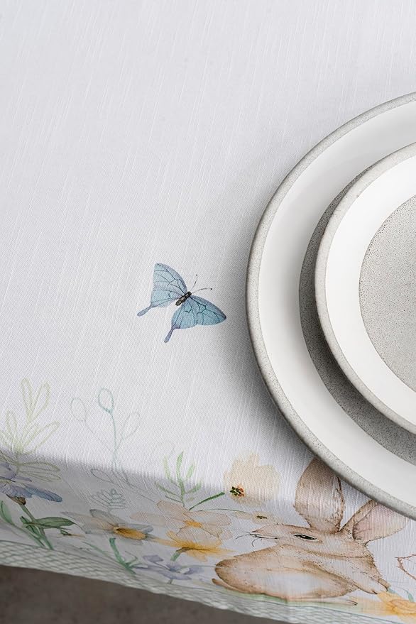 Maison d' Hermine Table Cloth Rectangle Table 100% Cotton 54 x 72 Inches Tablecloth Reusable Decorative for Dining Room Farmhouse Home Valentines Day Decorations Spring Summer - Easter Dew