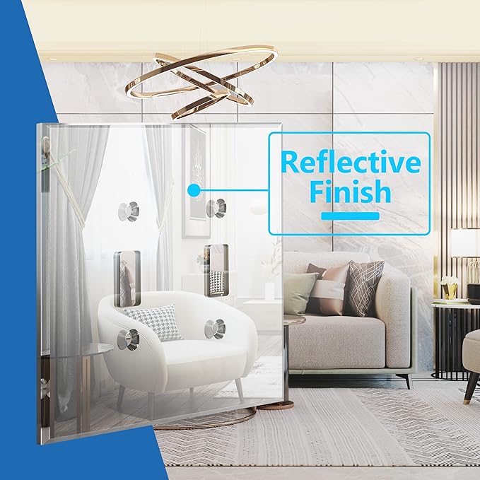 LIDER Reflective Acrylic Toggle Switch Wall Plate, Mirrored Double Light Switch Cover, Plexiglass Cover Plate, Acrylic Glass, Oversized 2-Gang 5.25" x 5.25", LWP-12O-ASV5P, Silver, 5 Pack