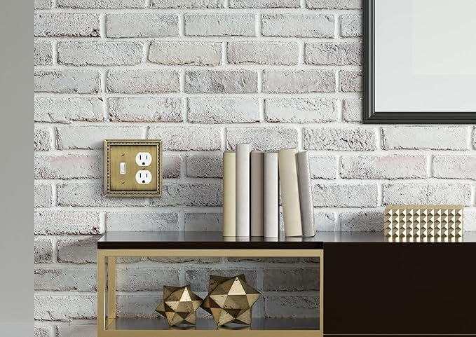 Henne Bery Sunken Pearls Heavy Duty Decorative Wall Plate Switch Plate Outlet Cover (Toggle/Duplex, Antique Brass)