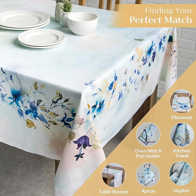 Maison d' Hermine Table Cloth Rectangle Table 100% Cotton 54 x 72 Inches Tablecloth Reusable Decorative for Dining Room Farmhouse Home Valentines Day Decorations Spring Summer - Lazy Summer Days
